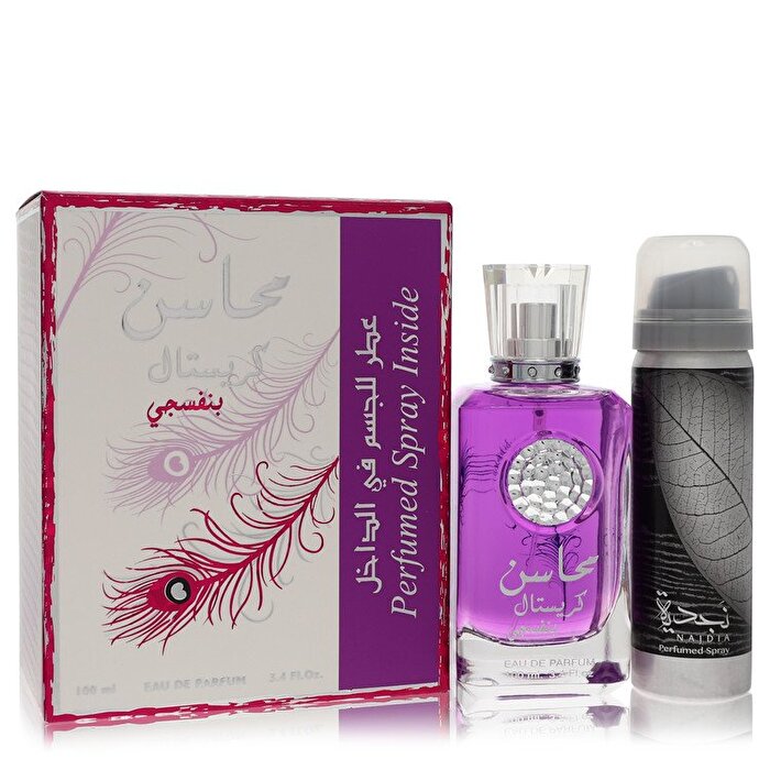Lattafa Mahasin Crystal Violet Eau De Parfum Spray with Deodorant Spray 3.4 oz 100ml/3.4oz