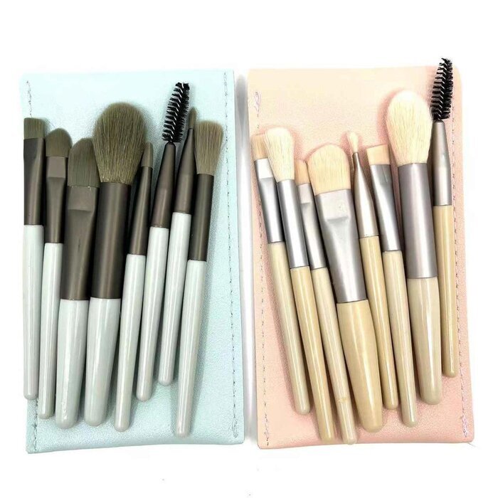 LOUISA Makeup Brush 8pcs set (with faux leather bag, Random Color) Fixed Size