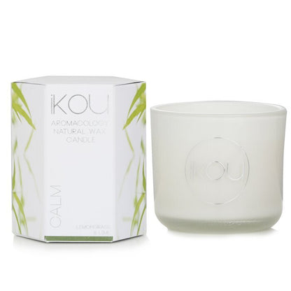 iKOU Bougie en Cire Naturelle d'Aromacologie Éco-Luxe en Verre - Calme (Citronnelle & Citron Vert) 85g