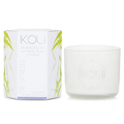 iKOU Bougie en Cire Naturelle Éco-Luxe Aromacologie en Verre - Anti-Stress (Lavande & Géranium) 85g