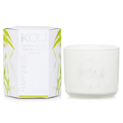 iKOU Bougie en Cire Naturelle Aromacologie Éco-Luxe en Verre - Bonheur (Noix de Coco & Citron Vert) 85g