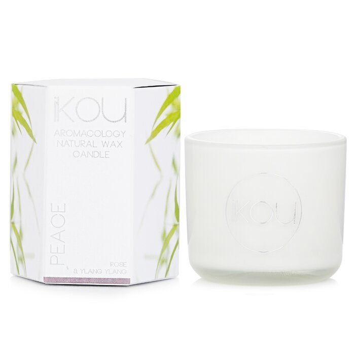iKOU Bougie en Cire Naturelle Aromacologie Éco-Luxe en Verre - Paix (Rose & Ylang Ylang) 85g