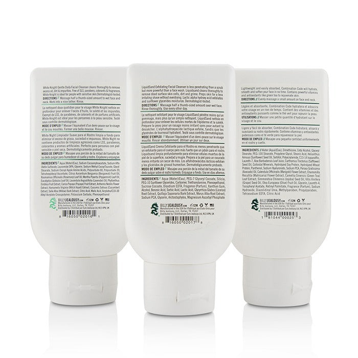 Billy Jealousy Face3Some Kit : Hydratant Visage 88ml + Nettoyant Exfoliant Visage 88ml + Nettoyant Visage Quotidien Doux 88ml 3pcs