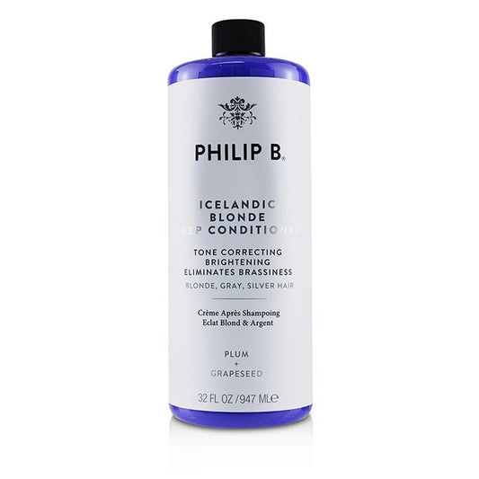 Philip B Icelandic Blonde Deep Conditioner (Tone Correcting Brightening Eliminates Brassiness - Blonde, Gray, Silver Hair) 947ml/32oz