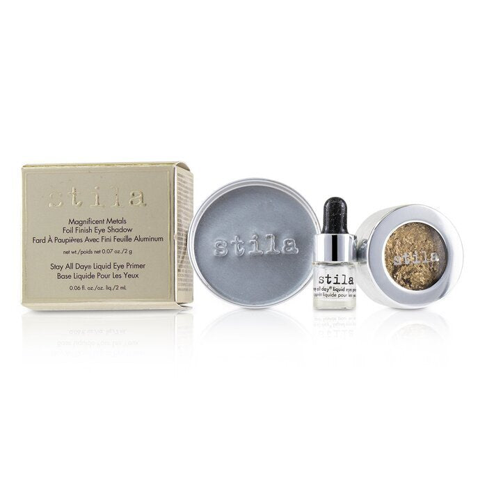 Stila Magnificent Metals Foil Finish Eye Shadow With Mini Stay All Day Liquid Eye Primer - Gilded Gold 2pcs