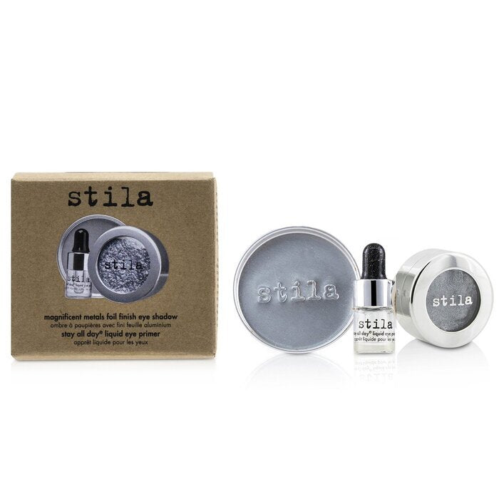 Stila Magnificent Metals Foil Finish Eye Shadow With Mini Stay All Day Liquid Eye Primer - Titanium 2pcs