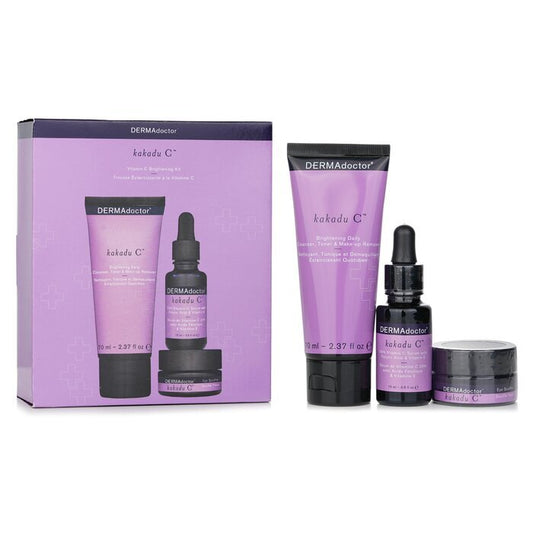DERMAdoctor Kakadu C Kit Éclat à la Vitamine C : Nettoyant Quotidien 70ml + Sérum à 20 % de Vitamine C 15ml + Soufflé pour les Yeux 15ml 3pcs