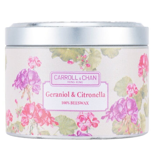 Carroll & Chan Bougie en étain 100 % cire d'abeille - Géraniol & Citronnelle (8x6) cm