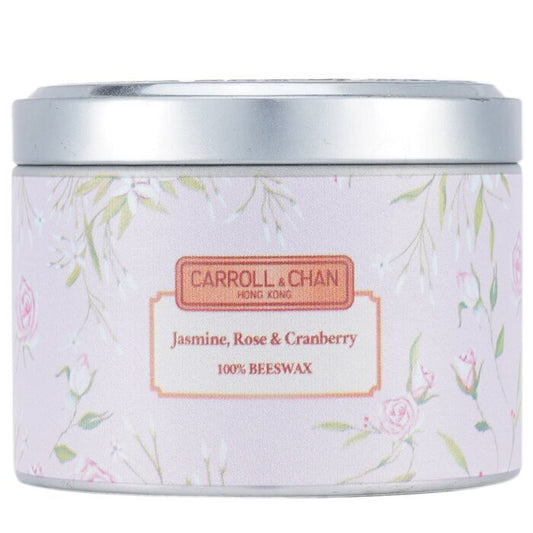 Carroll & Chan Bougie en étain 100 % cire d'abeille - Jasmin Rose Canneberge (8x6) cm