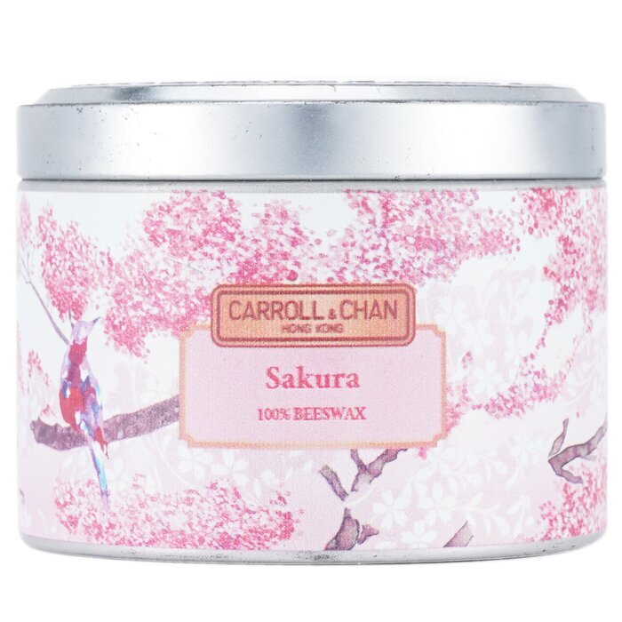 Carroll & Chan Bougie en étain 100 % cire d'abeille - Sakura (8x6) cm