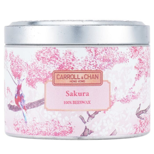 Carroll & Chan Bougie en étain 100 % cire d'abeille - Sakura (8x6) cm