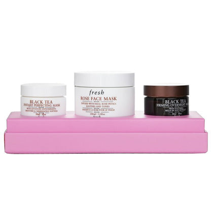 Fresh Face Mask Set : 1x Masque Visage Rose - 100ml/3.3oz + 1x Masque de Nuit Raffermissant au Thé Noir - 30ml/1oz + 1x Masque Instantané Perfecteur au Thé Noir - 30ml/1oz 3pcs