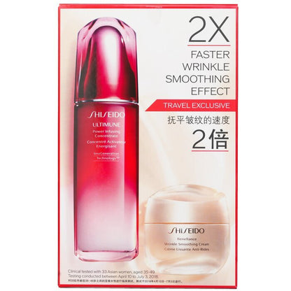 Shiseido Defend & Regenerate Power Wrinkle Smoothing Set: Ultimune Power Infusing Concentrate N 100ml + Benefiance Wrinkle Smoothing Cream 50ml 2pcs