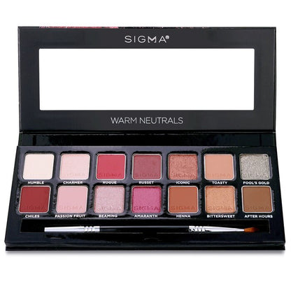 Sigma Beauty Warm Neutrals Eyeshadow Palette (14x Eyeshadow + 1x Dual Ended Brush) 19.04g/0.67oz