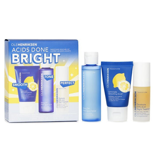 Ole Henriksen Acids Done Bright Set: Lemonade Smoothing Scrub 30g + Glow2OH Dark Spot Toner 65ml + Dewtopia 20% Acid Night Treatment 15ml 3pc