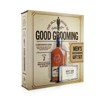 18.21 Man Made Book of Good Grooming Gift Set Volume 2: Absolute Mahogany (Wash 532ml  + Grit Bar 198g ) 2pcs