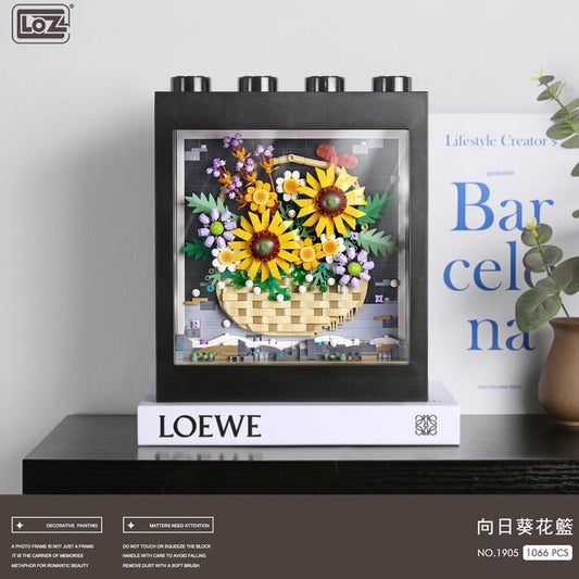 LOZ Ideas Series - Sunflower Basket Immortal Pixel Painting Building Bricks Set 34 x 25 x 9cm