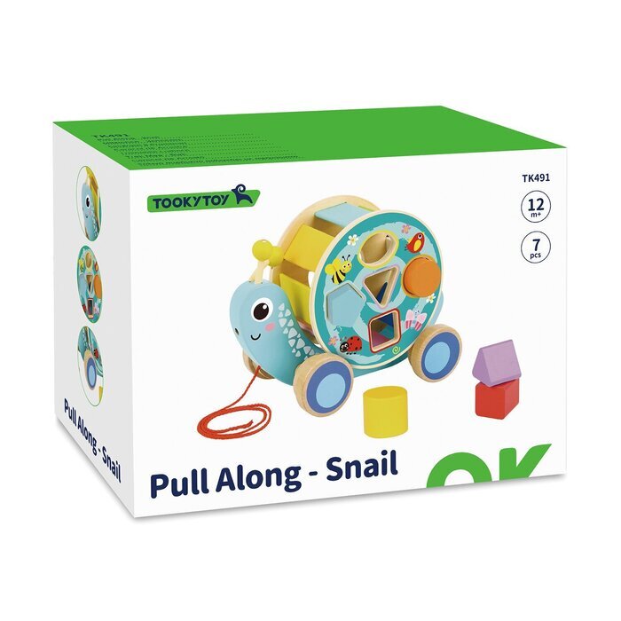 Tooky Toy Co PULL ALONG SNAIL 26x14x19cm