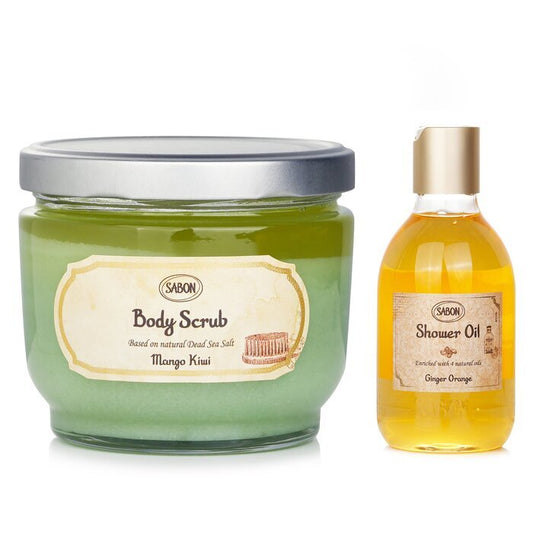 Sabon Body Scrub - Mango Kiwi & Shower Oil - Ginger Orange 2pcs