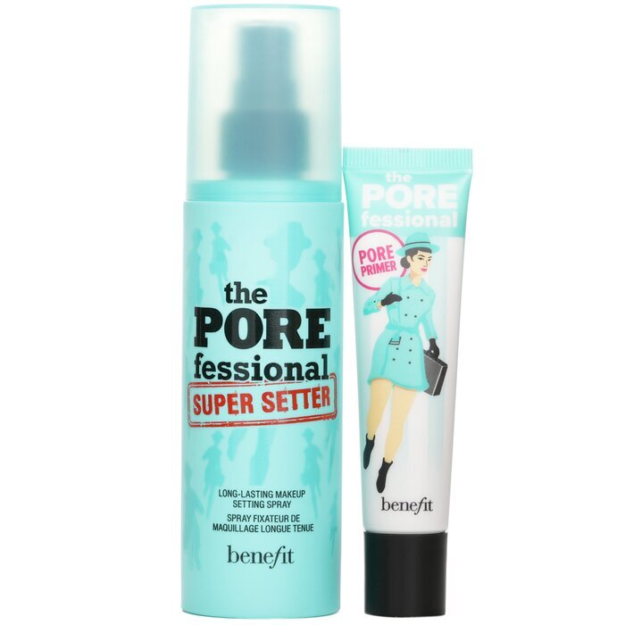 Benefit Prime & Set Pore Pack: The Porefessional Smoothing Face Primer + Super Setter Long Lasting Makeup Setting Spray 2pcs