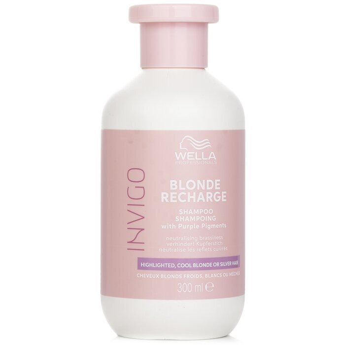 Wella Invigo Blonde Recharge Shampoo With Purple Pigments Highlighted, Cool Blonde Or Silver Hair 300ml