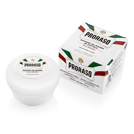 Proraso White Shaving Soap In a Bowl (Sensitive Oatmeal & Green Tea) 150ml/5oz